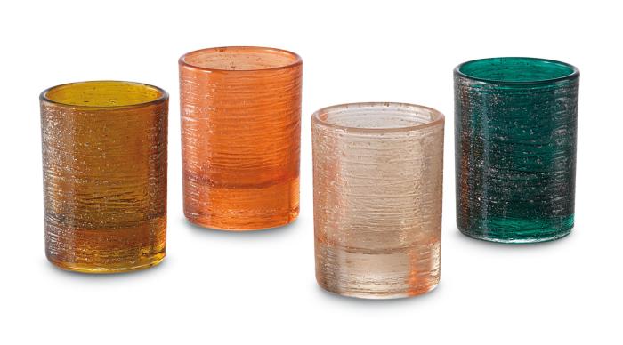 Set 4 bicchieri liquore colori misti filo d'argento