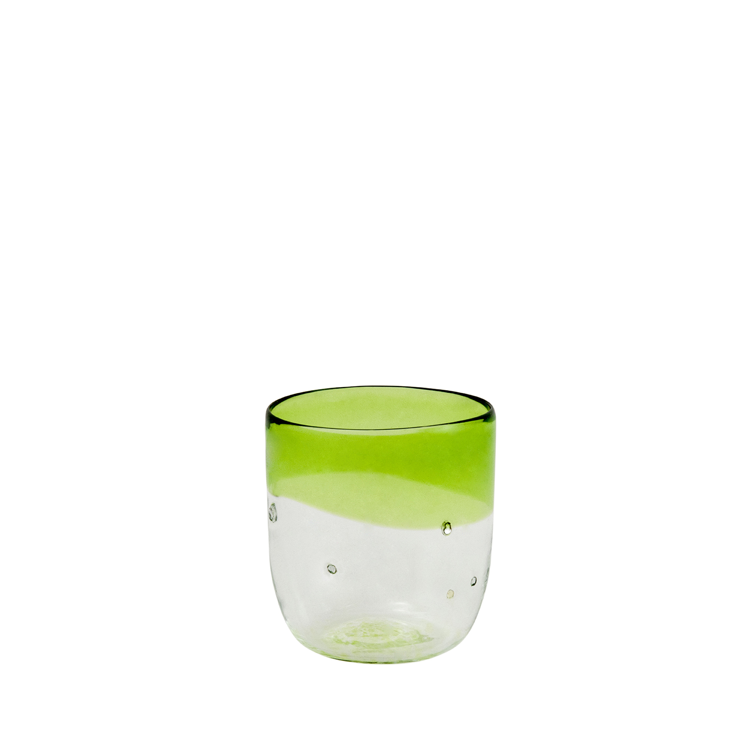 Bicchiere con pepite d'argento verde