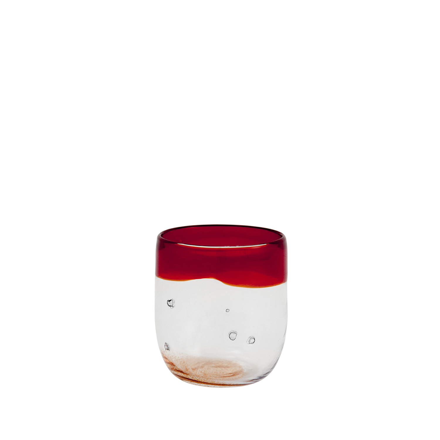 Bicchiere con pepite d'argento rosso