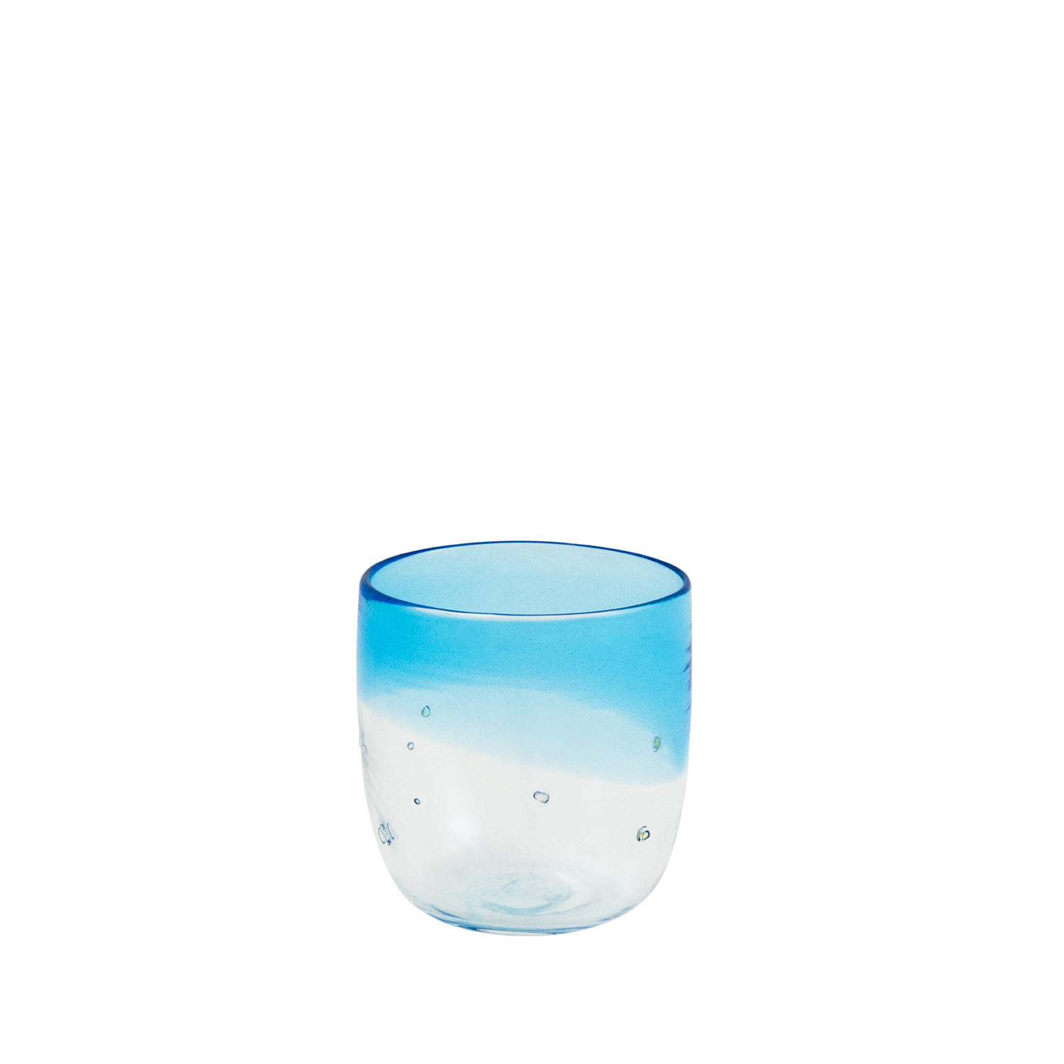 Bicchiere con pepite d'argento azzurro