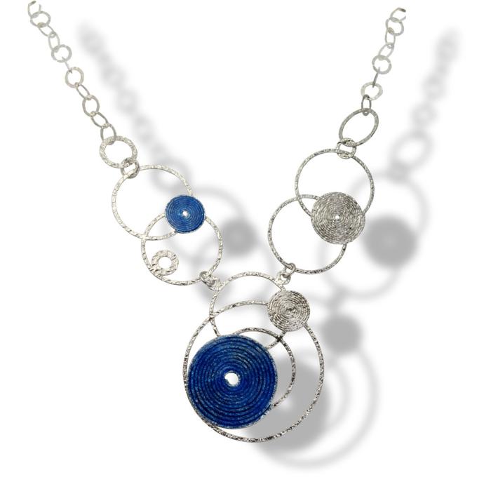 Collana argentata smaltata blu