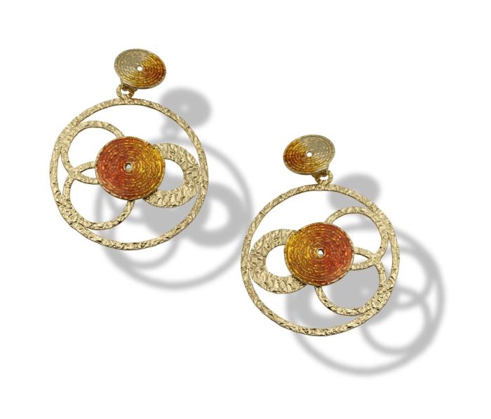 Orecchini dorato smaltati arancio