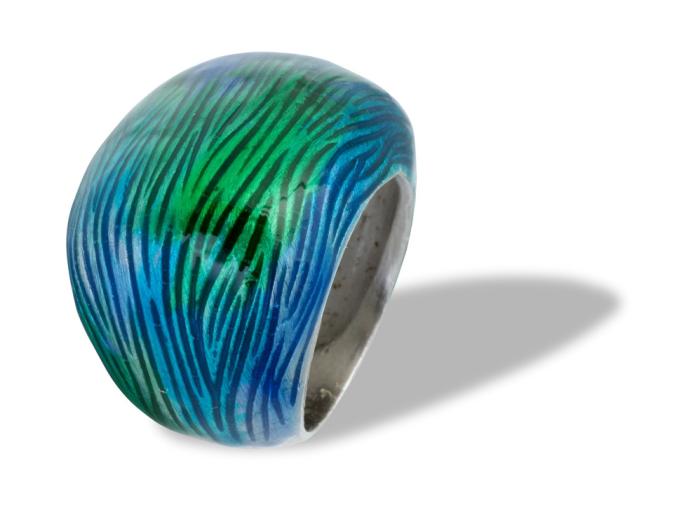 Anello blu verde sz 16