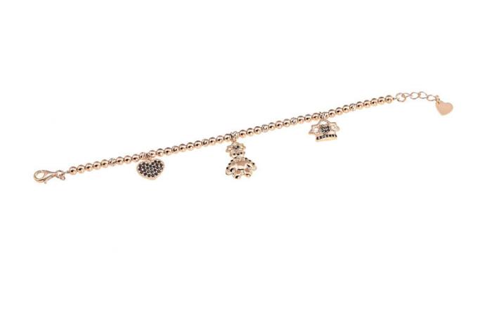 Braccialetto con charms oro rosa