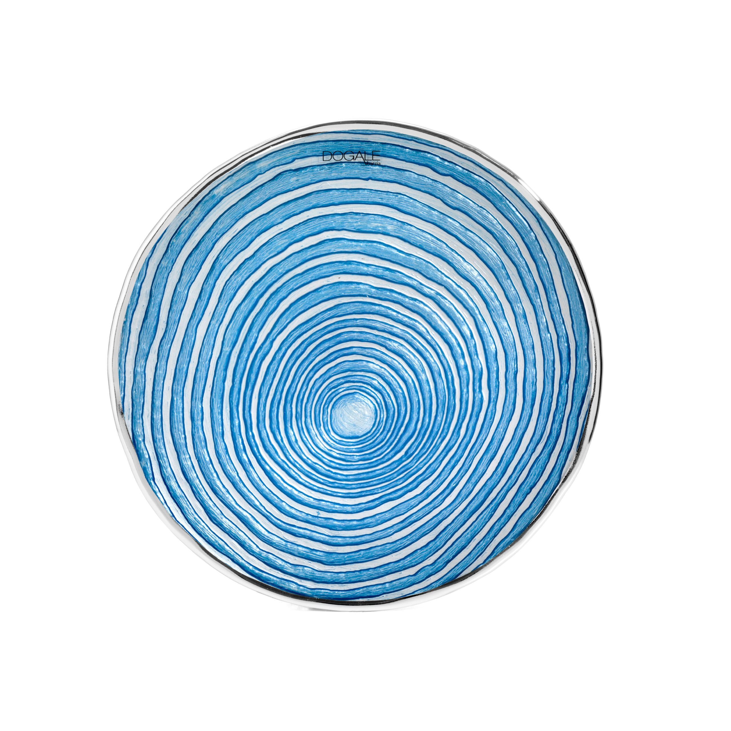 piatto 1 Centrotavola in vetro azzurro argentato