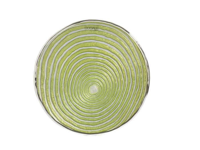 Piatto in vetro verde argentato