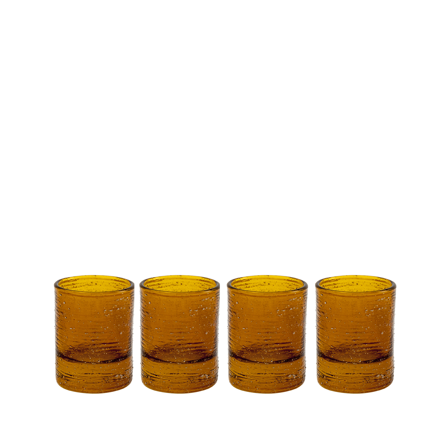 Set 4 bicchieri liquore ambra filo argento