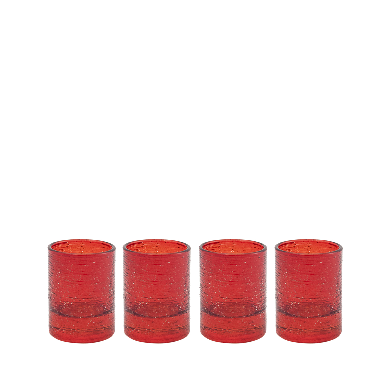 Set 4 bicchieri liquore rosso filo argento
