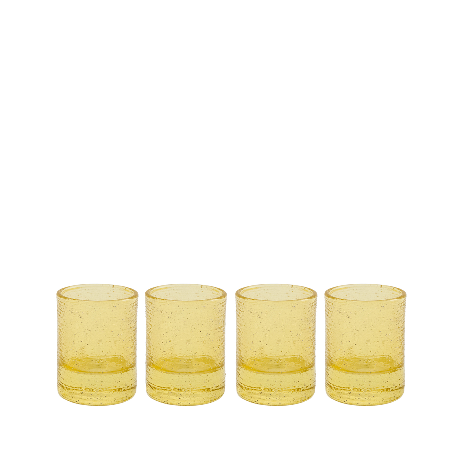 Set 4 bicchieri liquore giallo filo argento